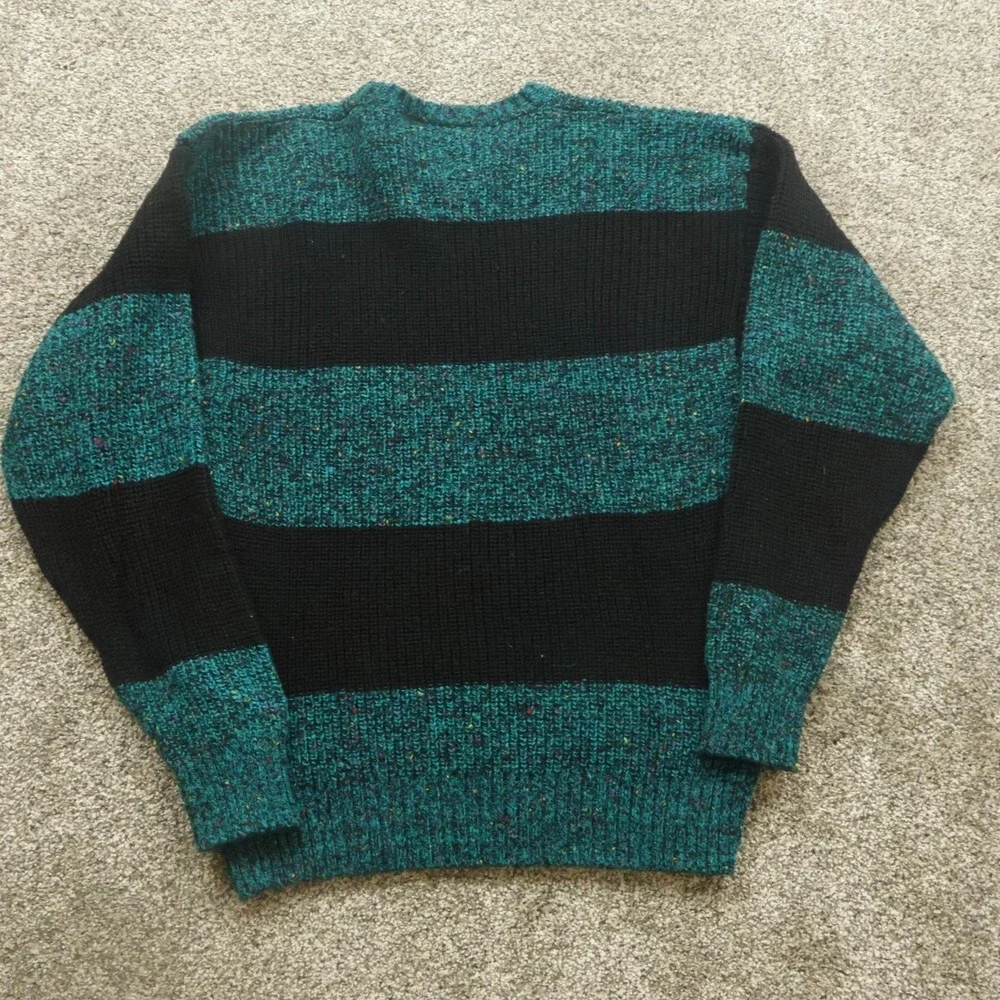 Vintage Concrete Sweater Mens XL Striped Wool Blend Crewneck 90s Retro statement